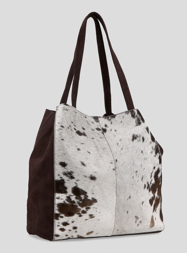 Cartera Totebag Cuero Textura Piel Vaca C del Pilar-1