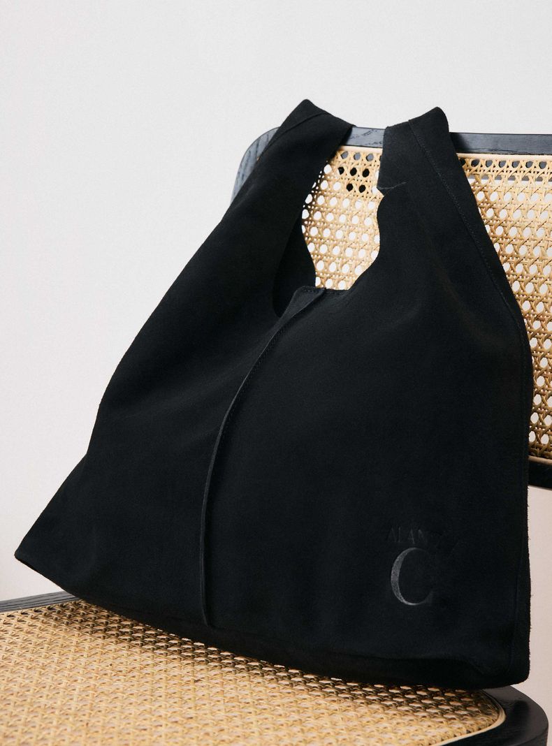 Cartera Hobo Bag Gamuza Negro C del Pilar-6