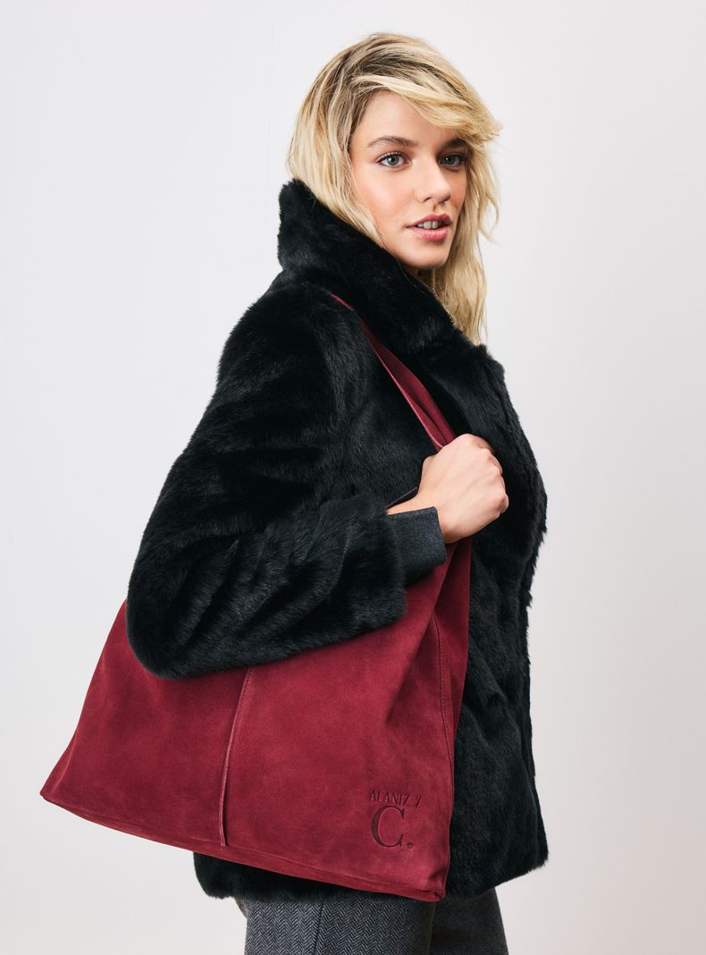 Cartera Hobo Bag Gamuza Burgundy C del Pilar-5