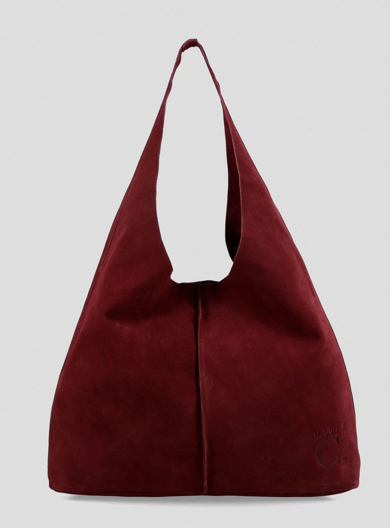 Cartera Hobo Bag Gamuza Burgundy C del Pilar-0