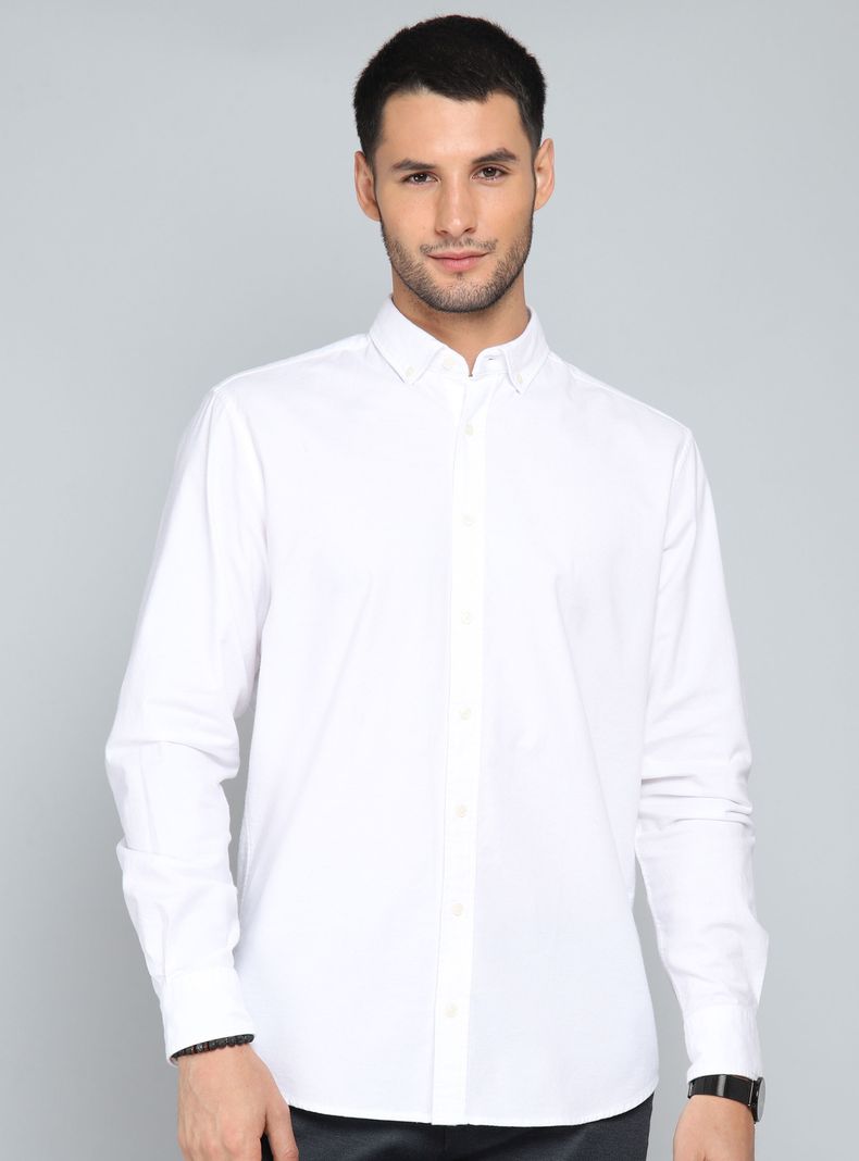 Camisa Casual Oxford Spandex Manga Larga