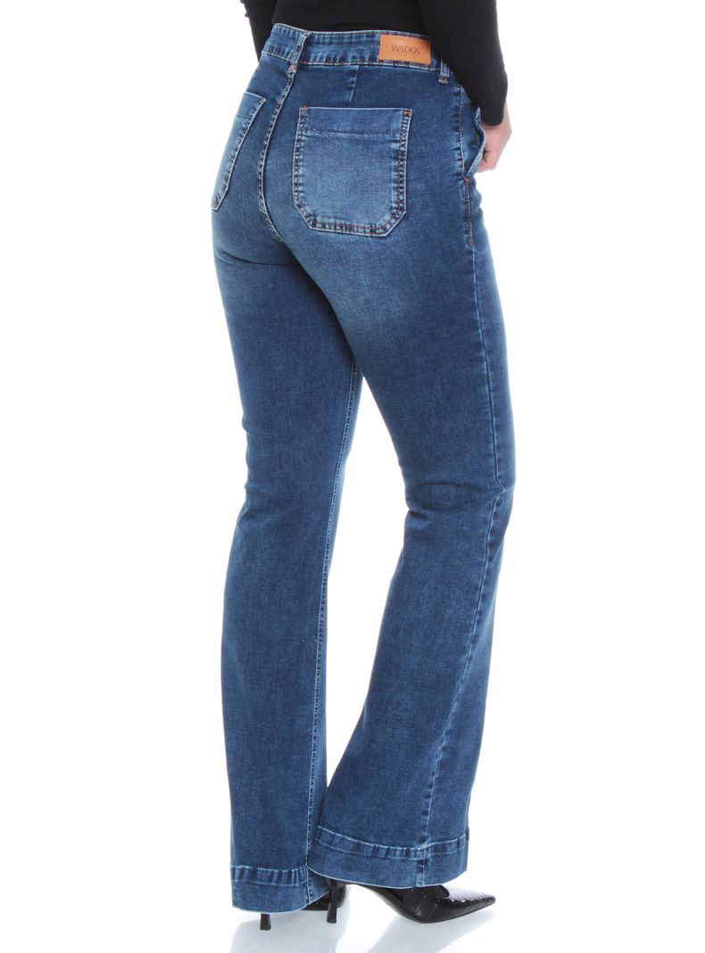 Jeans Flare Tiro Alto con Bolsillo Argentino-1