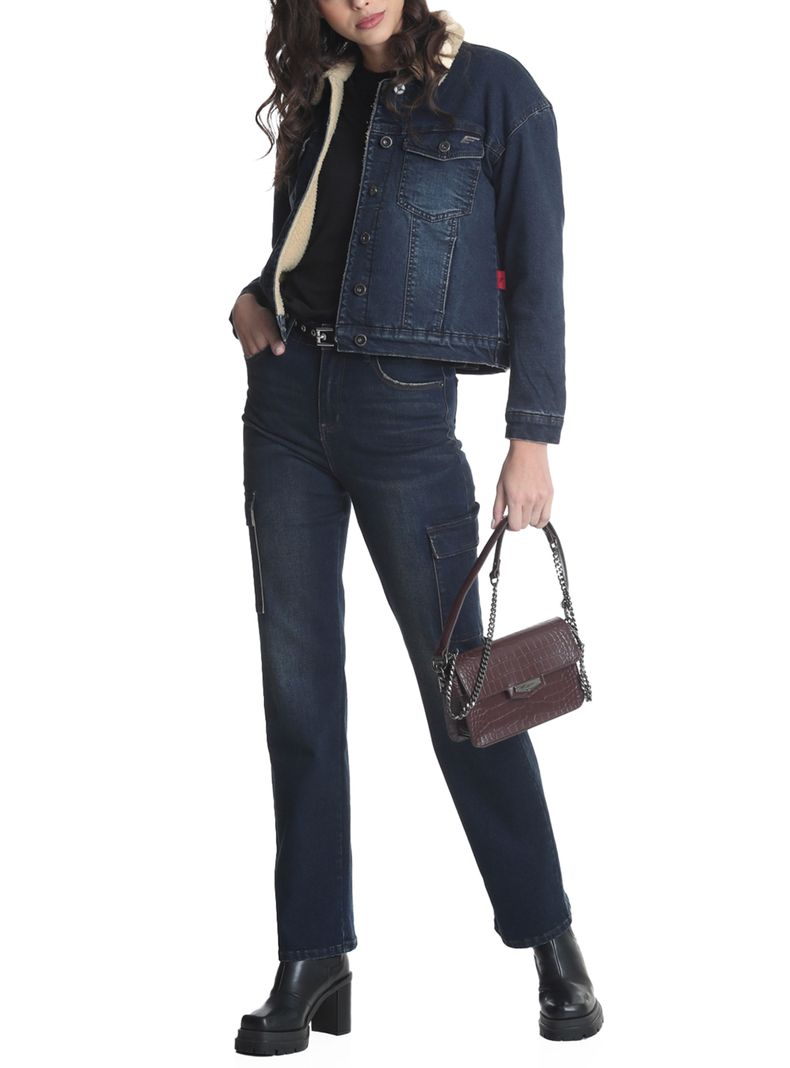 Chaqueta Trucker con Piel Denim Oxidado-3