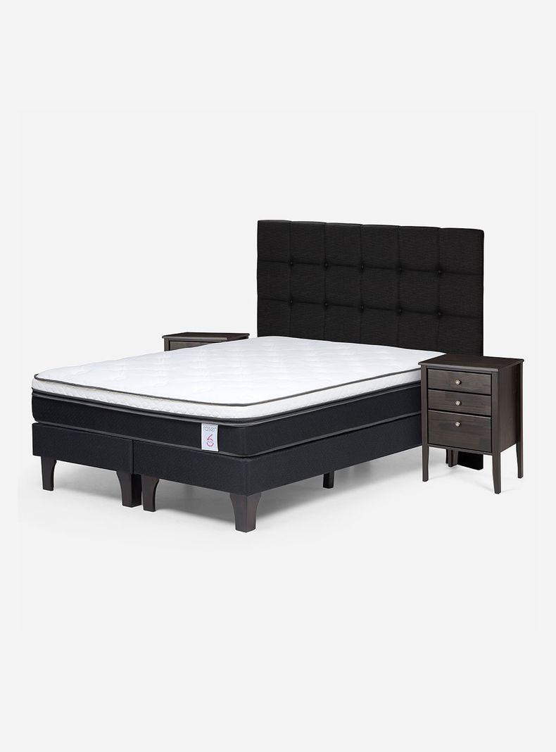 Cama Europea New Style 6 King + Set de Muebles Issey Grafito