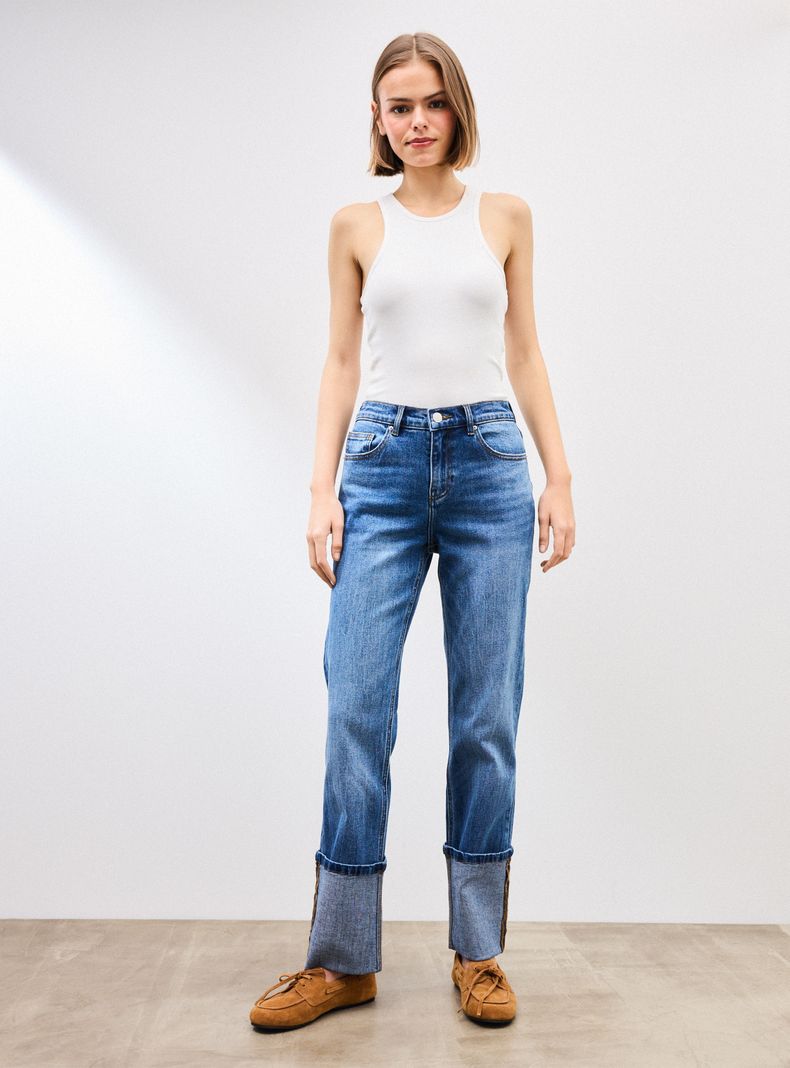 Jeans Straight Roll Up Alaniz | Paris.cl