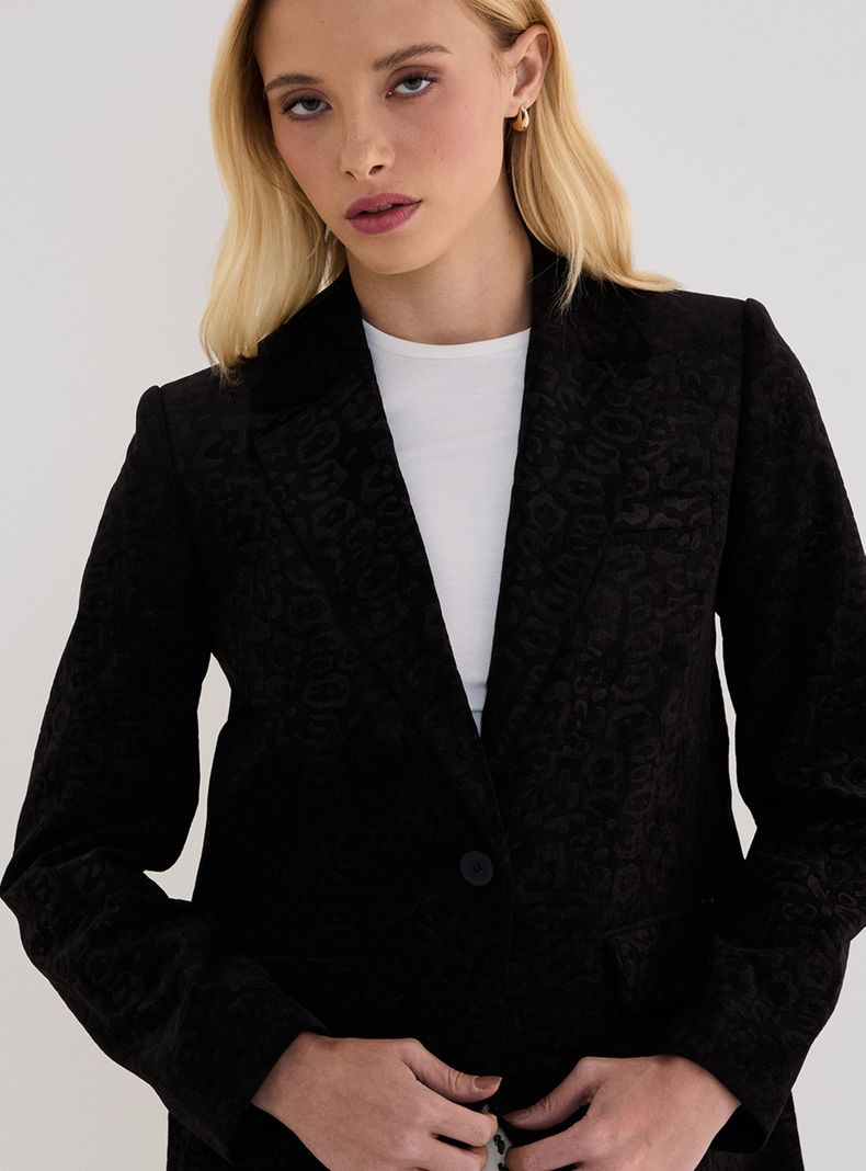 Blazer Forrado Solapa con Cruce de Botón -2