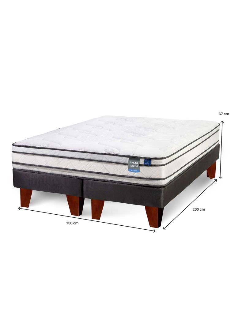 Cama Europea Innova 2 Plazas Box Base Dividida + Respaldo Royal Negro-1