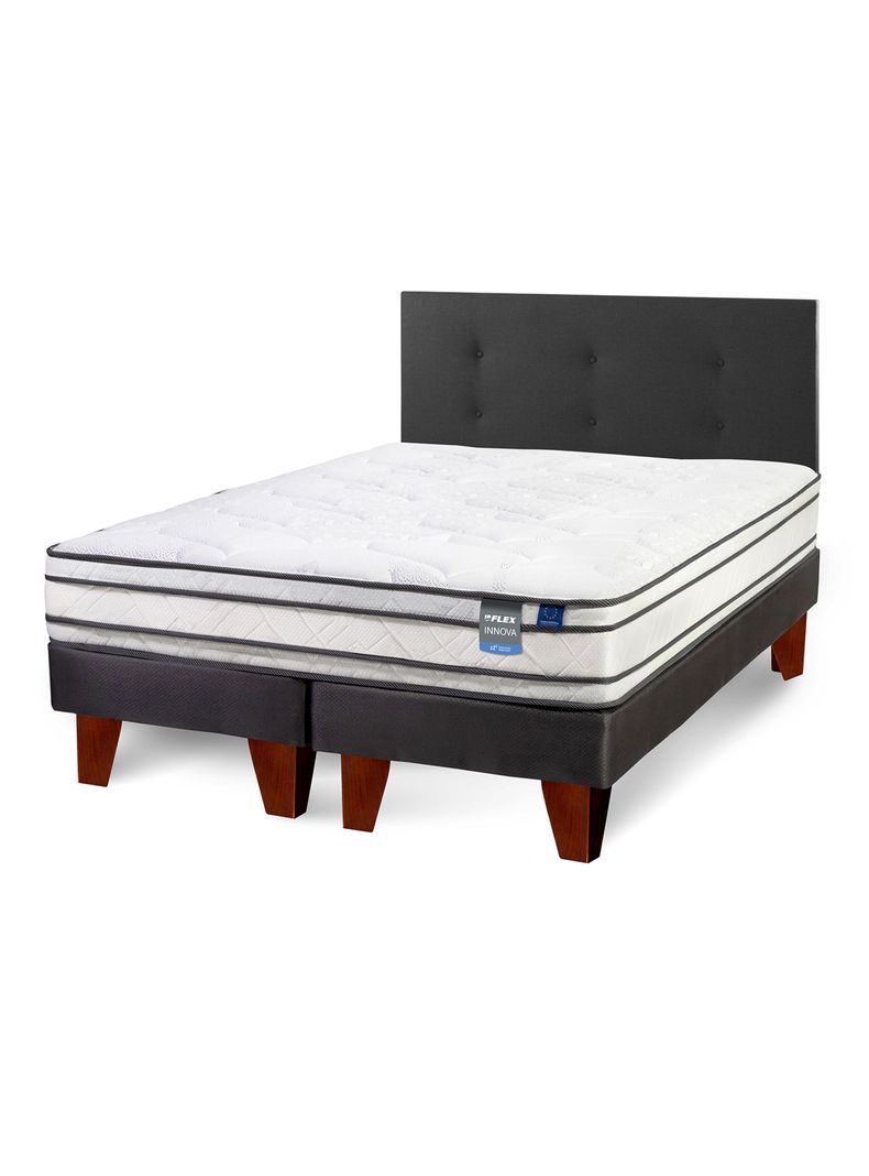 Cama Europea Innova 2 Plazas Box Base Dividida + Respaldo Royal Negro