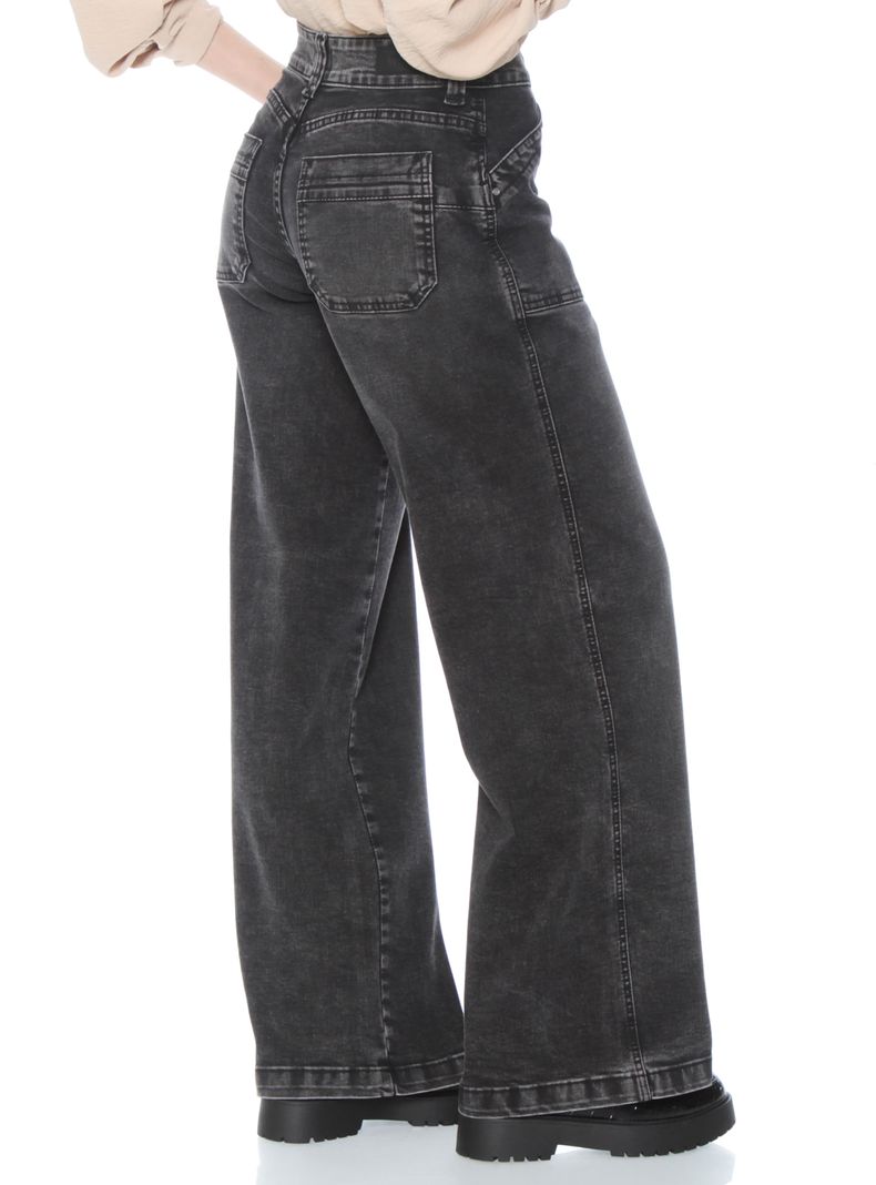Jeans Recto Cargo Tiro Alto Pretina de 1 Botón-1