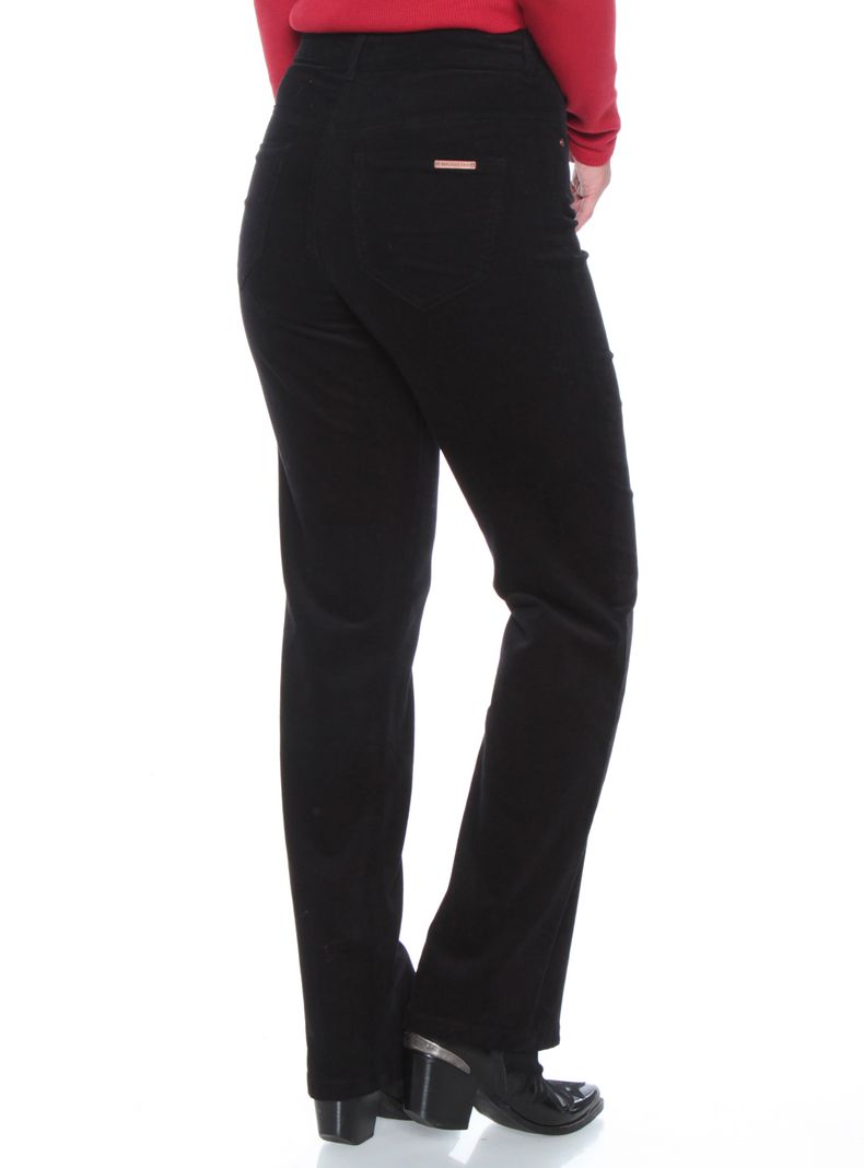 Pantalón Recto Cotelé Tiro Alto Pretina Básica-1