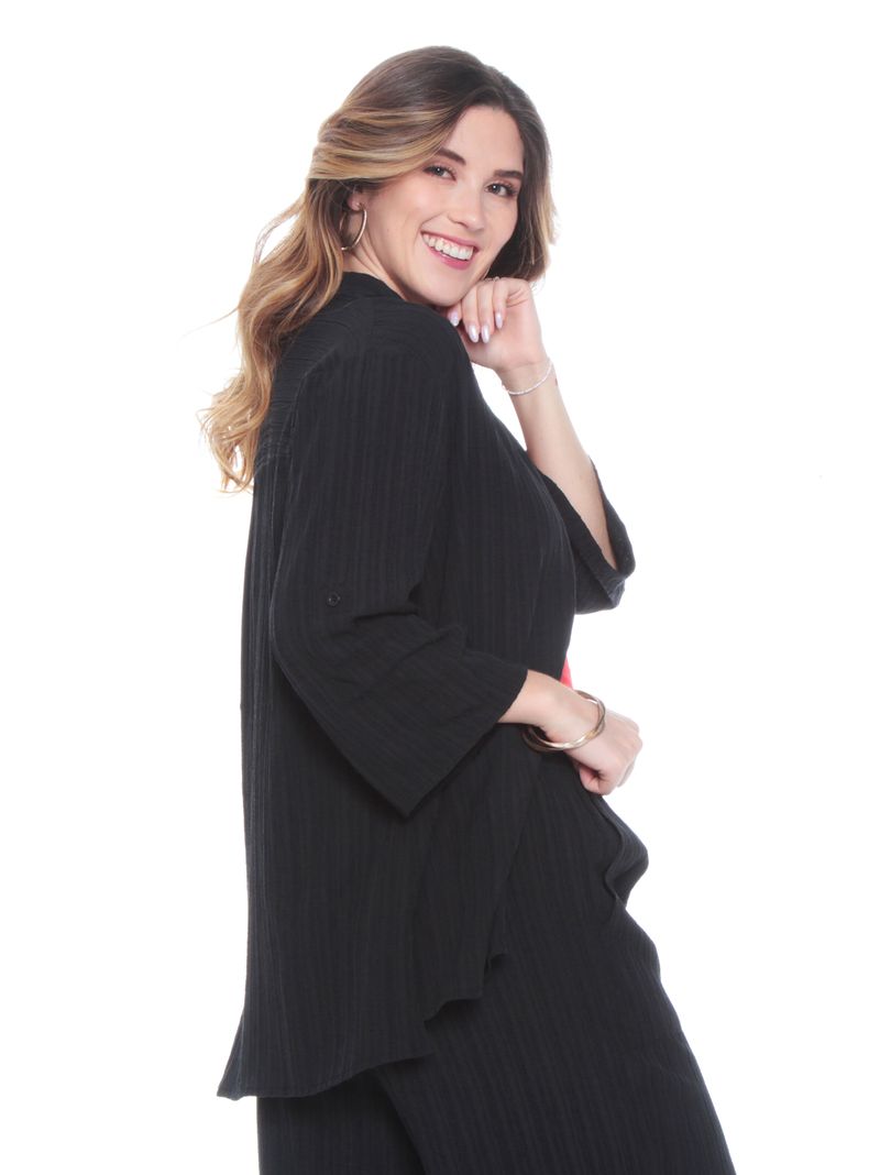 Blusa Manga Larga Sólida Abotonada Delantero-1