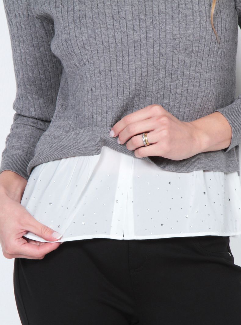 Sweater Manga Larga Escote Redondo con Blusa-2