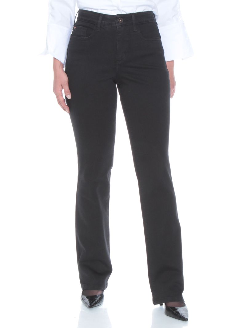 Jeans Boot Cut Tiro Alto Pretina In Push Up-0