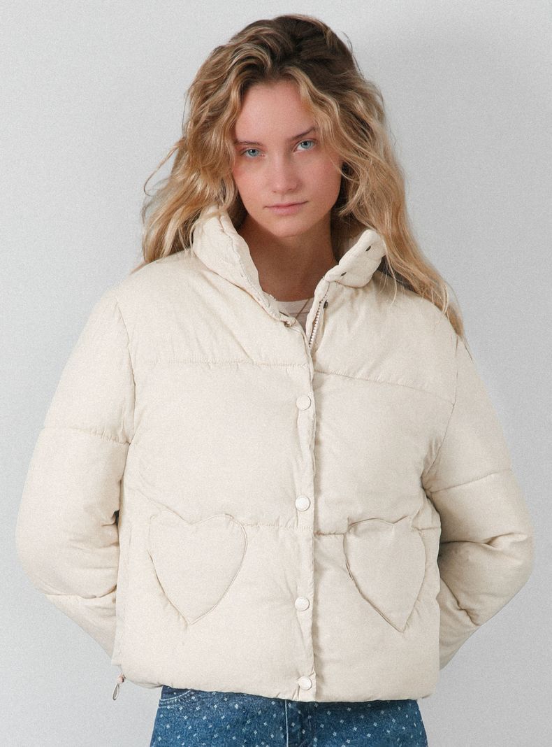 Puffa Bolsillo Corazón Ecru-0