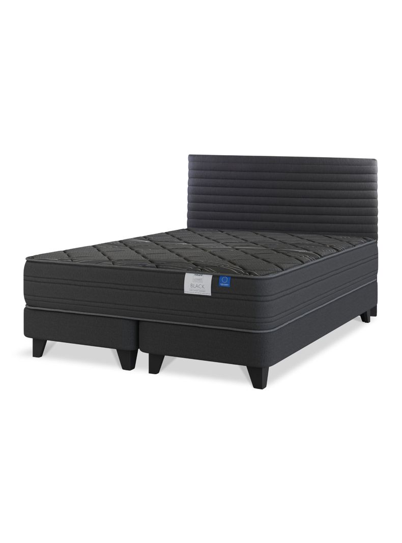 Cama Europea King Black Base Dividida Respaldo