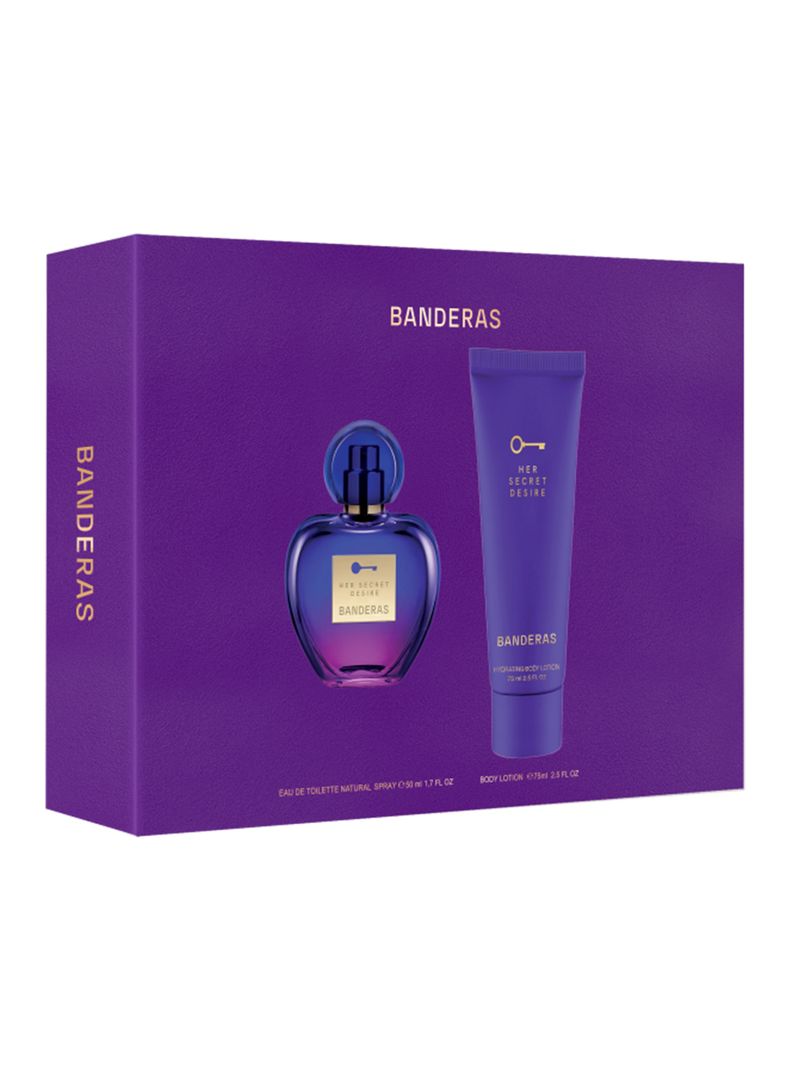 Set Perfume Her Secret Desire Banderas EDT Mujer 50 ml + Loción Corporal Hidratante 75 ml-2