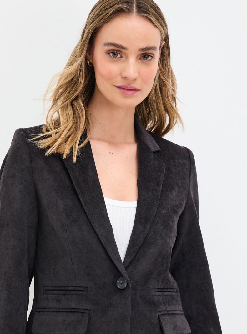 Blazer Liso de Manga Larga con Botón-3
