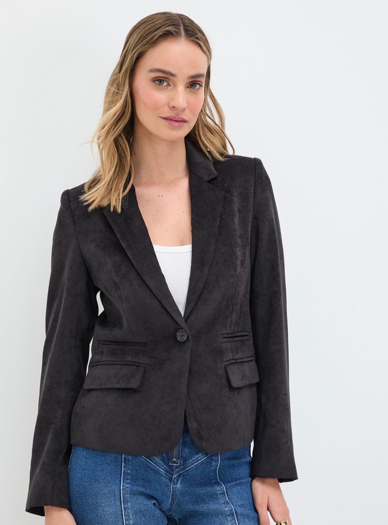 Blazer Liso de Manga Larga con Botón-0