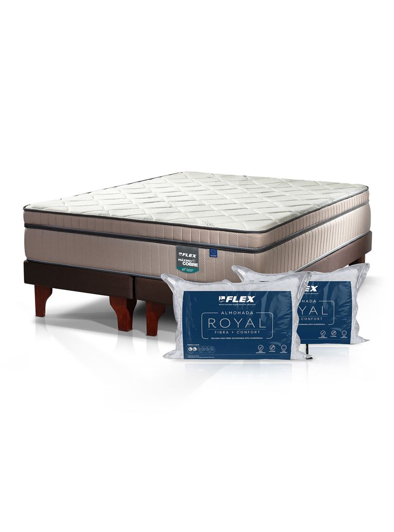 Cama Europea Máximo Cobre King + 2 Almohadas Royal