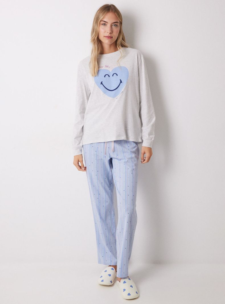 Pijama Largo Algodón Corazones