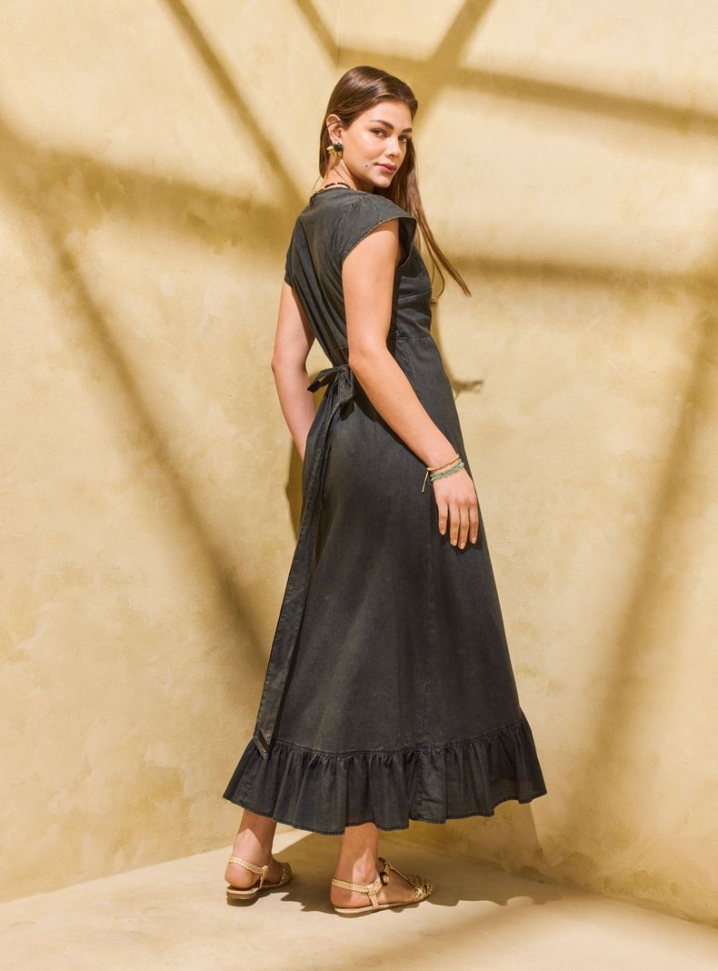 Mujer Umbrale Vestido Negro Umbrale Vestidos Largos Umbrale