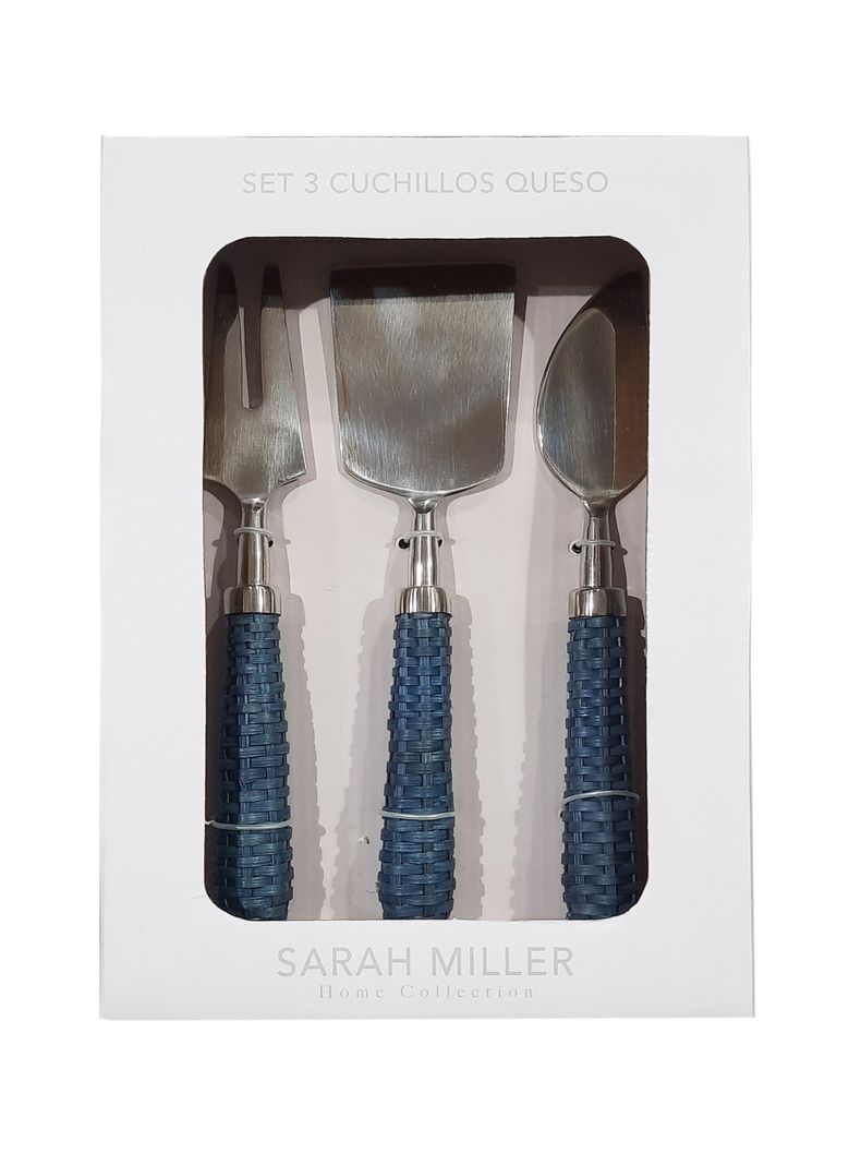 Set de 3 Cuchillos Queso Ratan