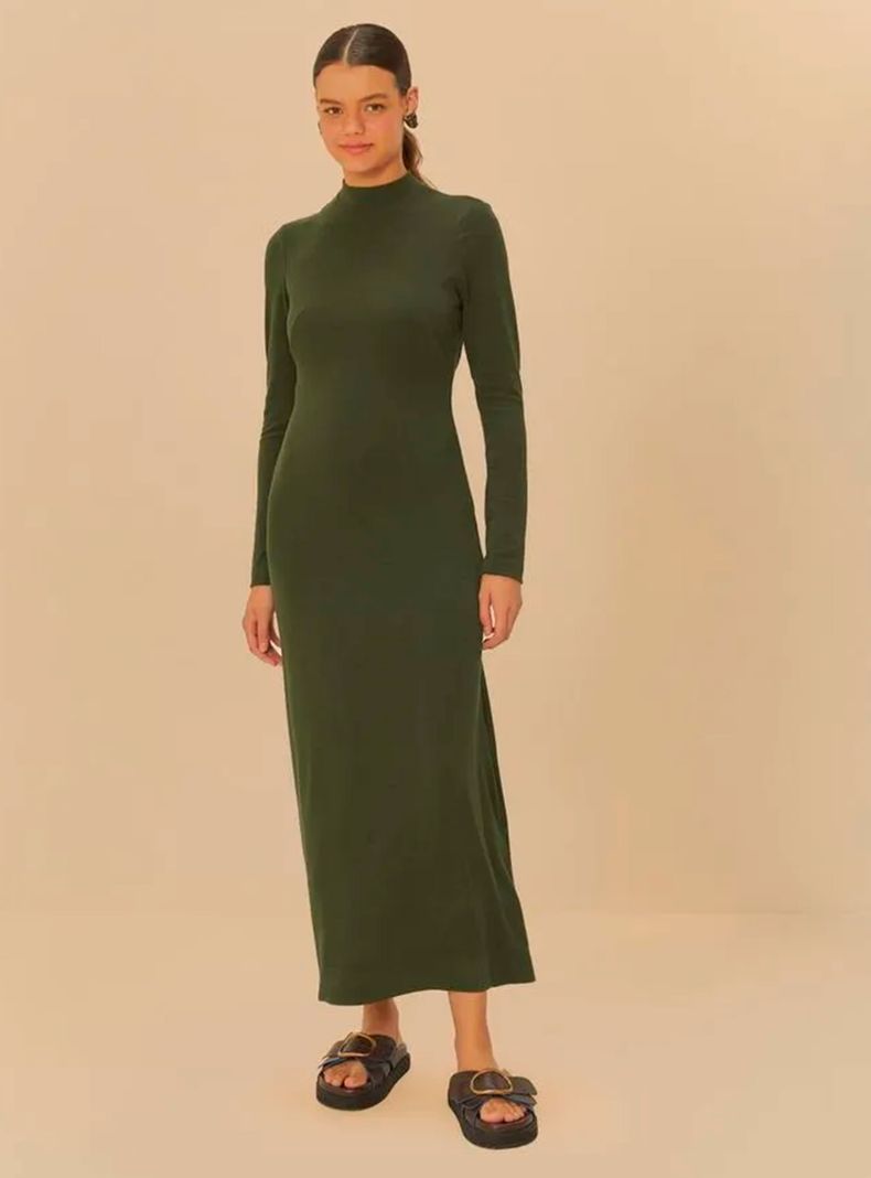 Vestido Manga Larga con Espalda Asimétrica