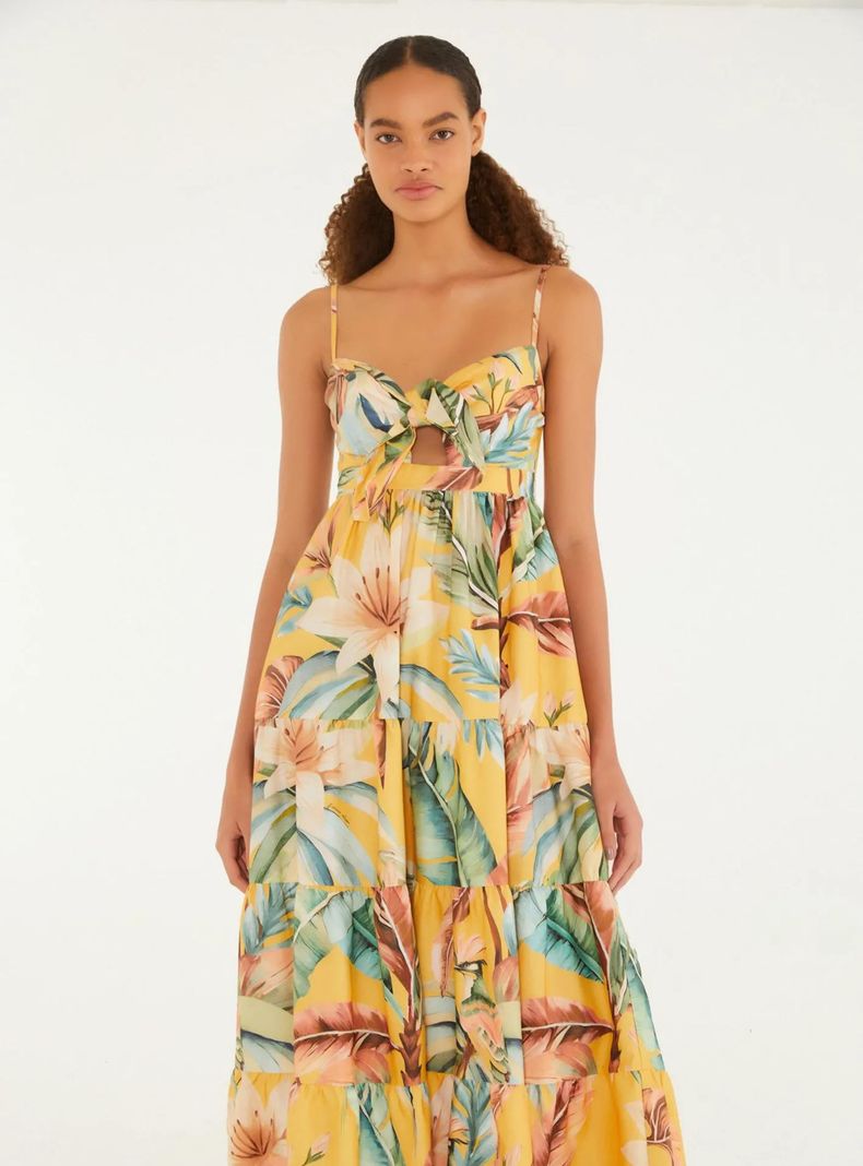 Vestido Midi Tirantes Estampado Floral Farm Rio