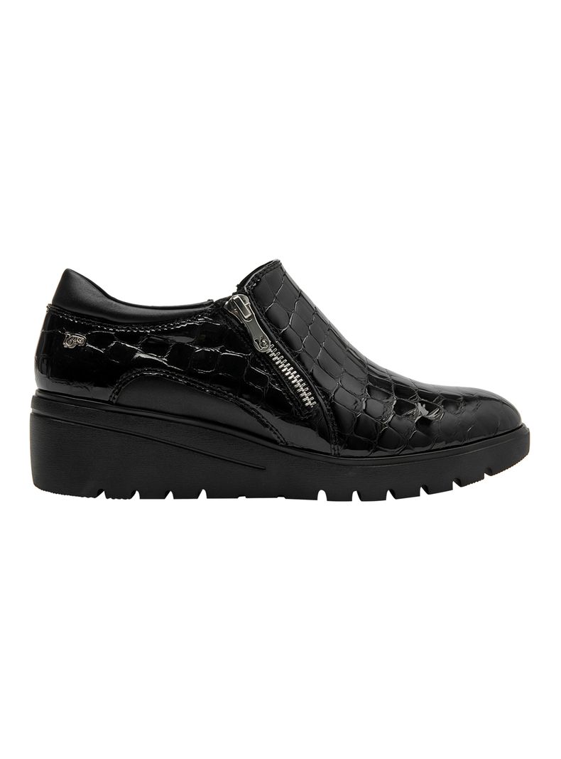 Zapato Casual Texturizado Charol Cuero Mujer