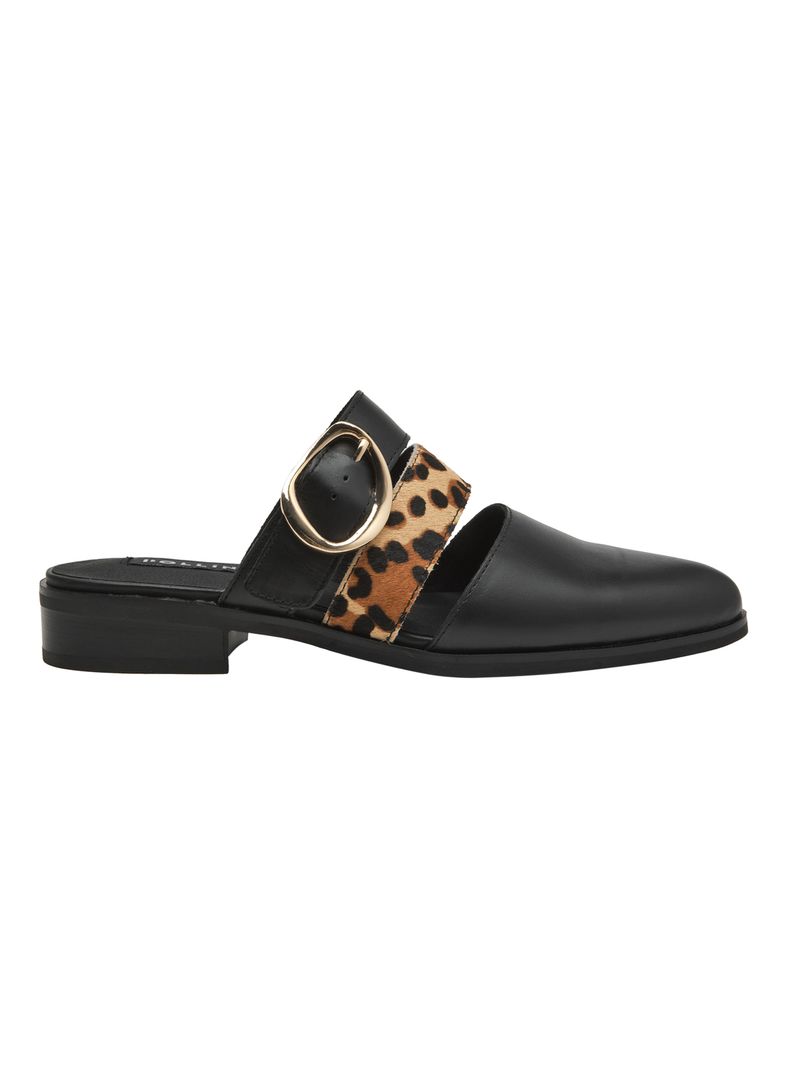 Zapato Casual Detalla Correa Animal Print Pom0071 Mujer Negro 35