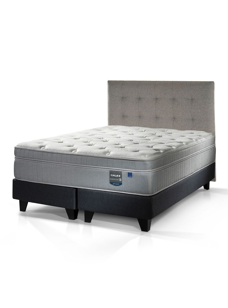 Cama Europea Paradise Súper King + Respaldo Design Gris