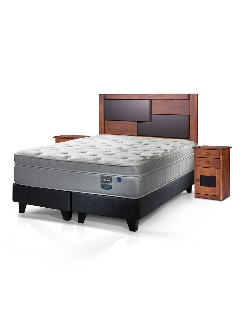 Cama Europea Paradise 2 Plazas Box Base Dividida + Set Colonia