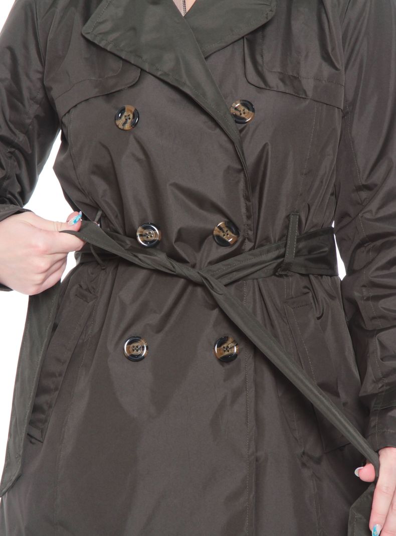 Trench Impermeable Manga Larga con Lazo en Cintura-2