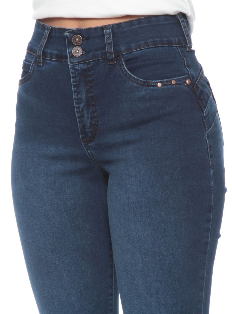 Jeans Slim Tiro Alto Pretina Aplicación-2