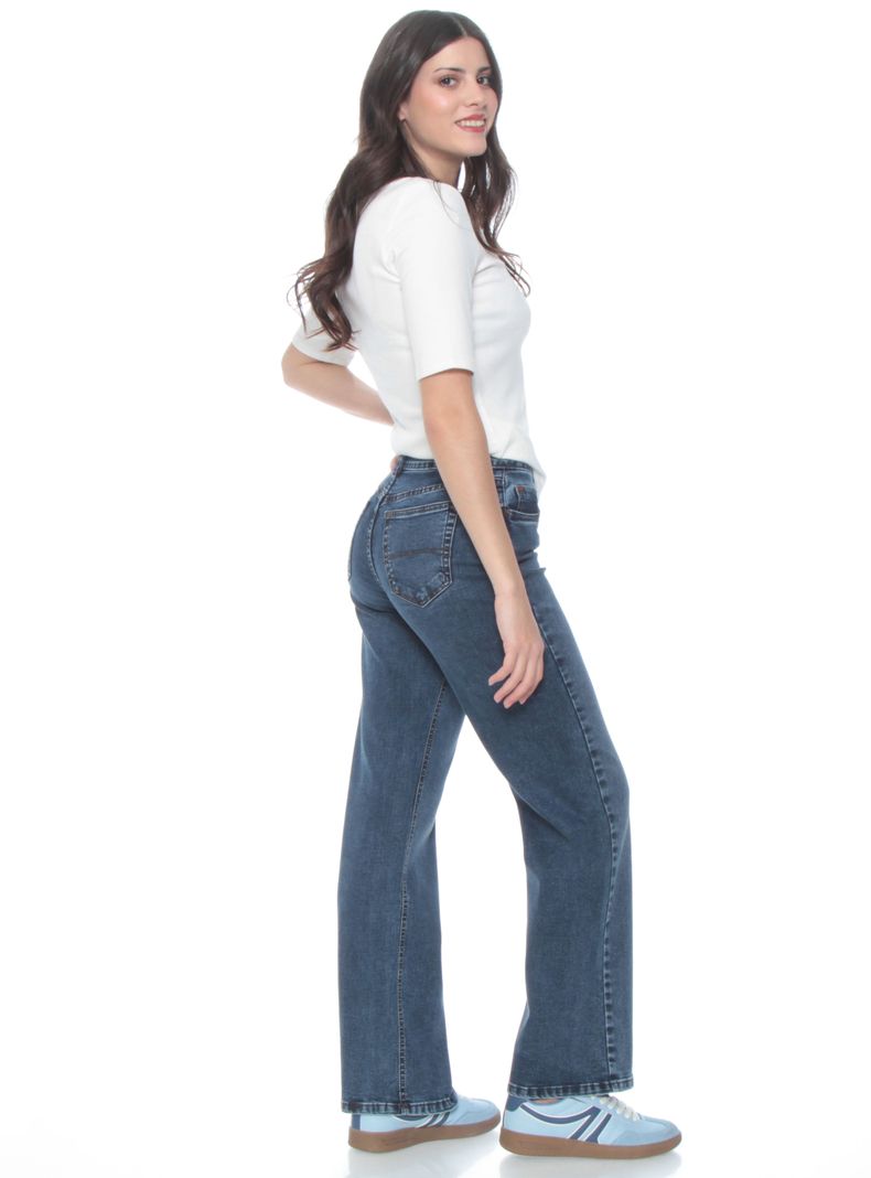 Jeans Recto Tiro Alto Pretina y Botón-4