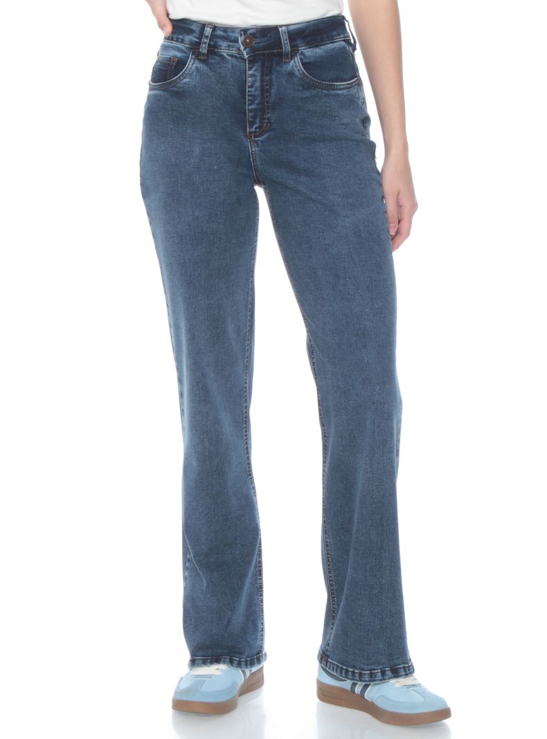 Jeans Recto Tiro Alto Pretina y Botón-0