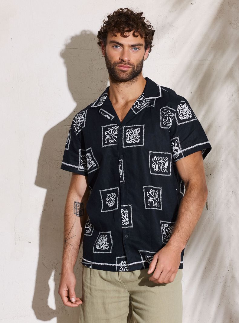 Camisa Cuello Cubano Fullprint
