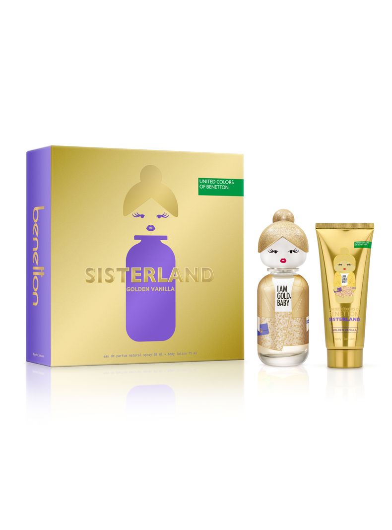 Set Perfume United Colors Sisterland Golden Vanilla EDP Mujer 80 ml + Loción Corporal 75 ml-0