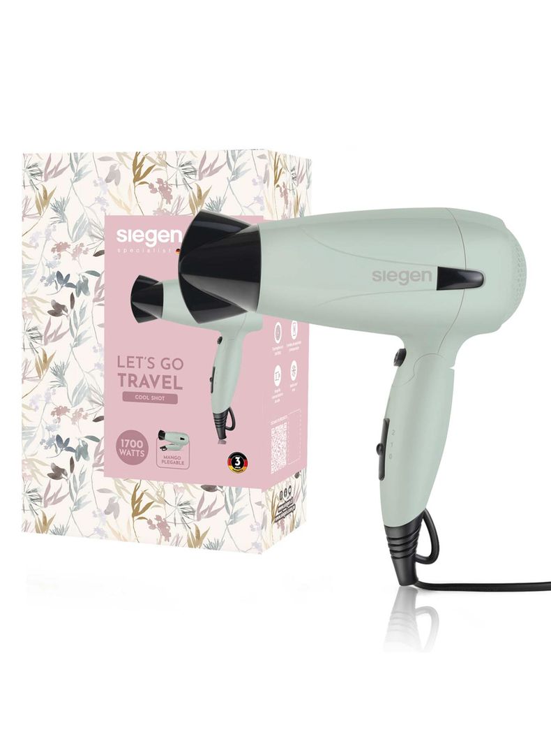 Secador de Pelo Let`s Go Travel 1700W SG-3012C53 Verde Claro-0
