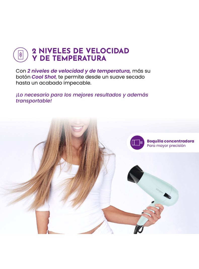 Secador de Pelo Let`s Go Travel 1700W SG-3012C53 Verde Claro-4
