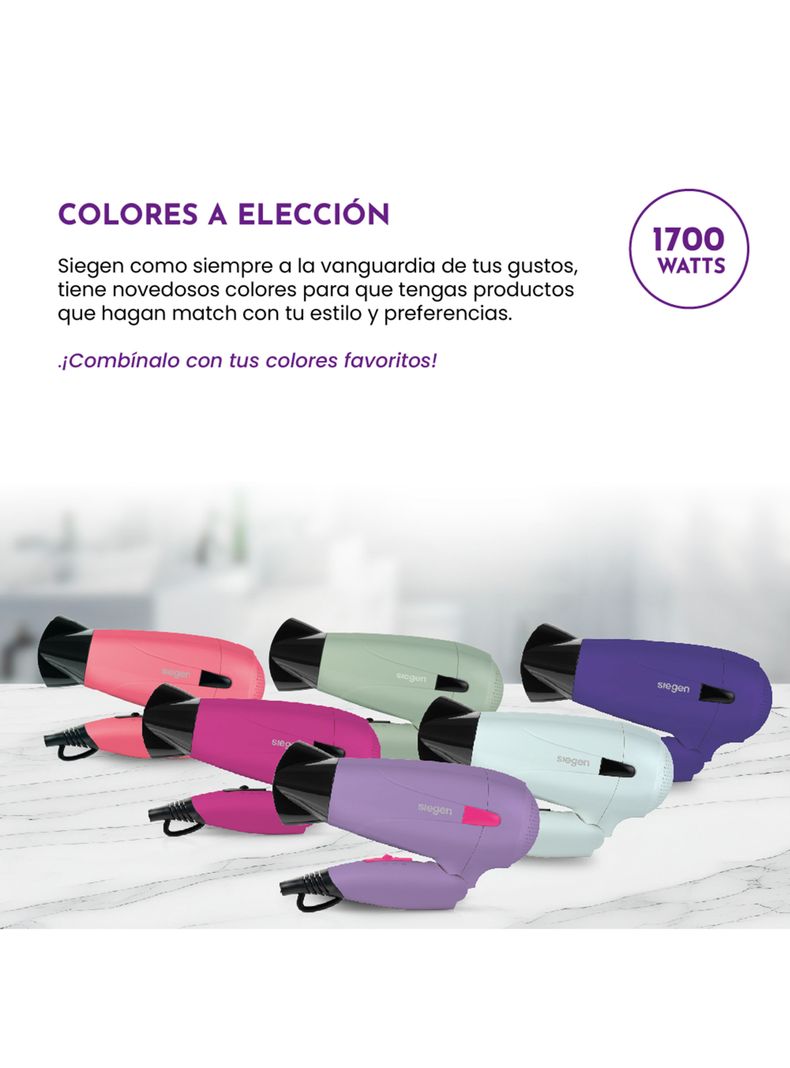Secador de Pelo Let`s Go Travel 1700W SG-3012C56 Lila-3
