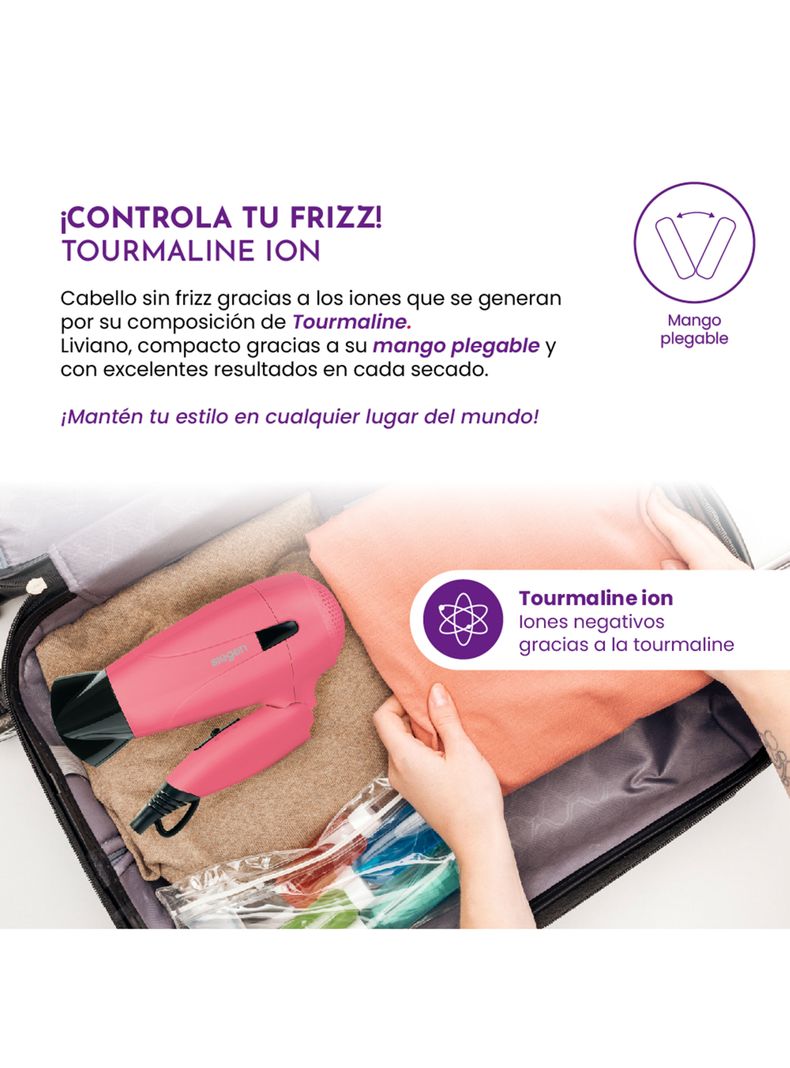 Secador de Pelo Let`s Go Travel 1700W SG-3012C56 Lila-2