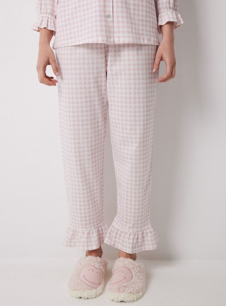 Pijama Camisero Largo Algodón Rosa Cuadros Women'Secret