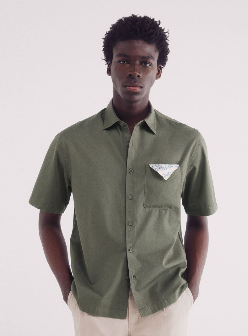 Camisa Manga Corta Tencel Bolsillo