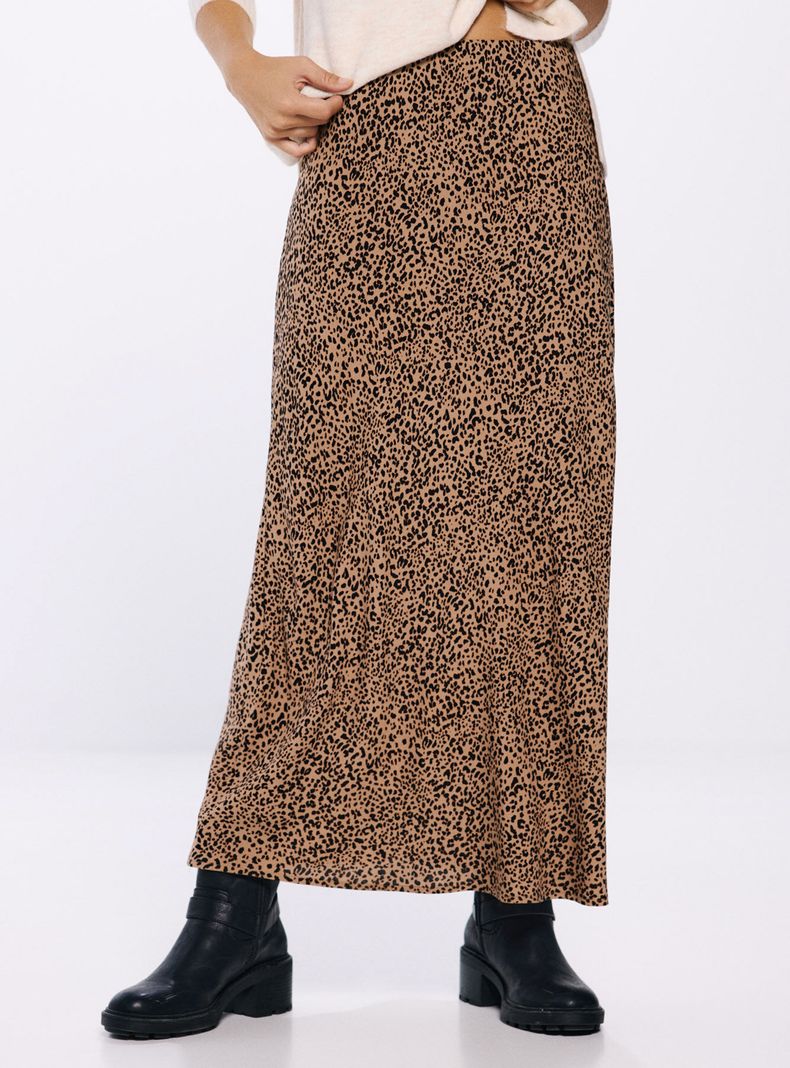Falda Midi Estampado Leopardo