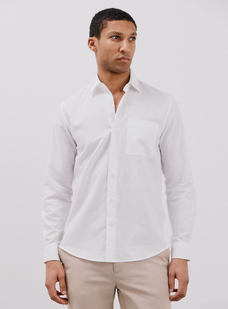 Camisa Lisa Lino Algodón