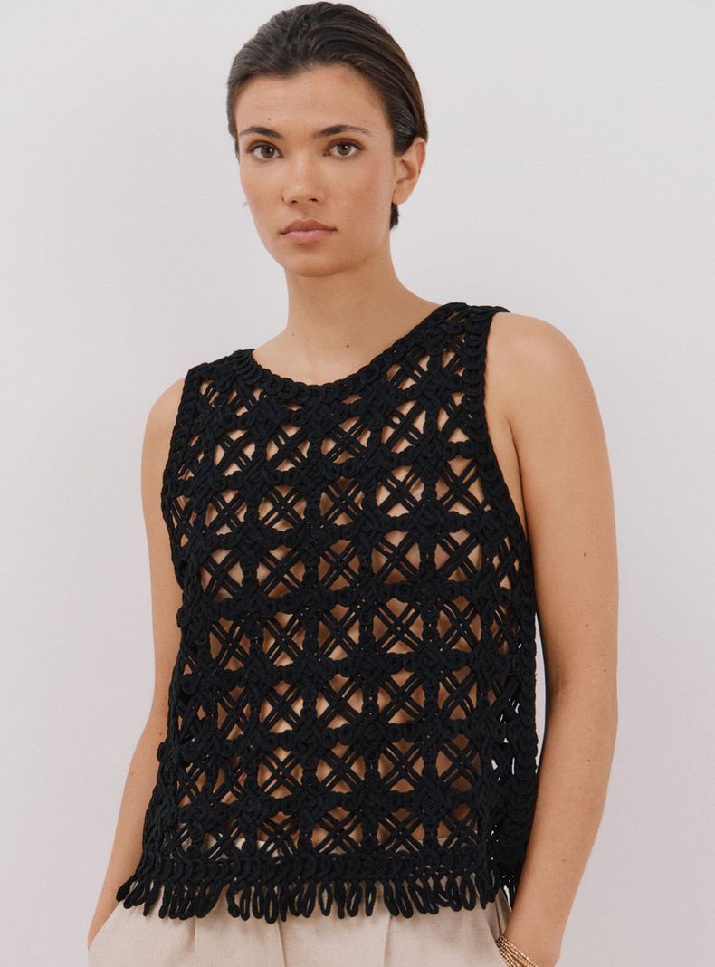 Top Crochet sin Mangas