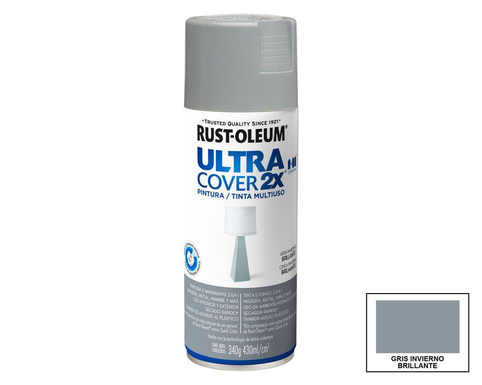 Pintura spray 430 ml Ultra cover 2X gris invierno brillante Rust-Oleum-0