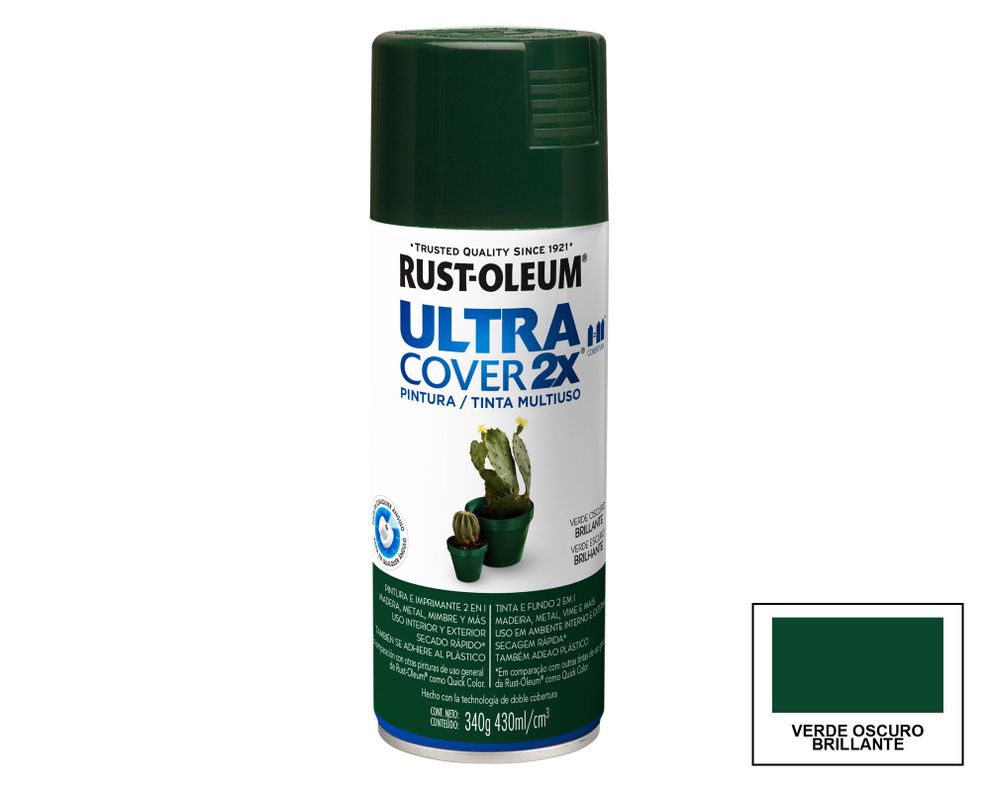 Pintura spray 430 ml Ultra cover 2X verde oscuro brillante Rust-Oleum-0