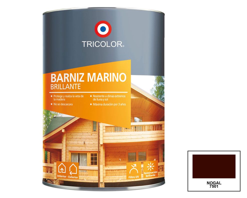 Barniz marino 1/4 galón nogal brillante Tricolor-0